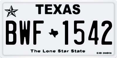 TX license plate BWF1542