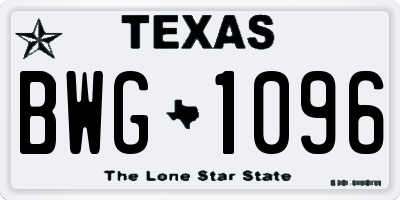 TX license plate BWG1096