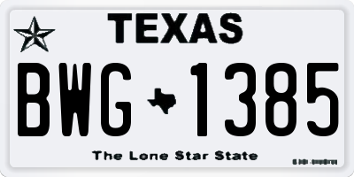 TX license plate BWG1385