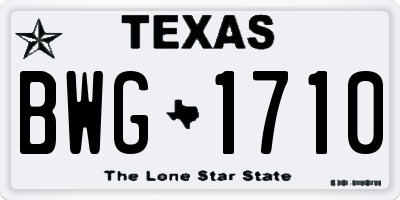 TX license plate BWG1710