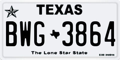 TX license plate BWG3864
