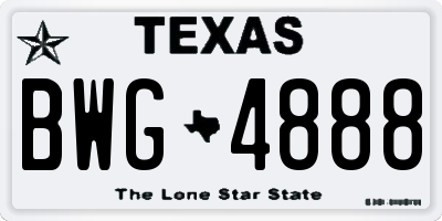 TX license plate BWG4888