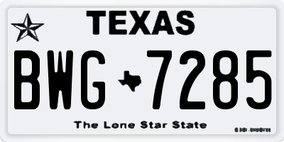 TX license plate BWG7285