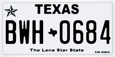 TX license plate BWH0684