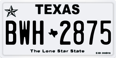 TX license plate BWH2875