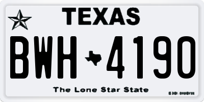 TX license plate BWH4190