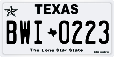 TX license plate BWI0223