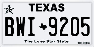 TX license plate BWI9205