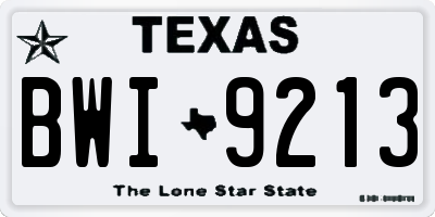 TX license plate BWI9213