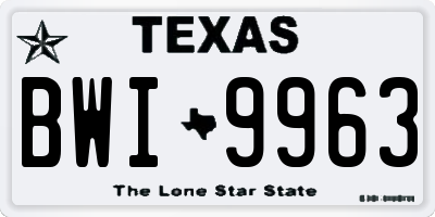 TX license plate BWI9963
