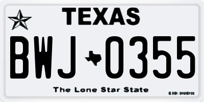 TX license plate BWJ0355