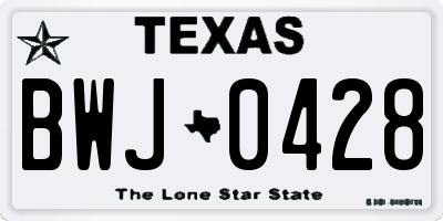 TX license plate BWJ0428