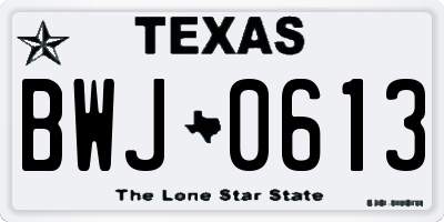 TX license plate BWJ0613