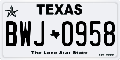TX license plate BWJ0958