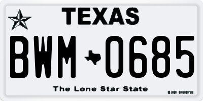 TX license plate BWM0685