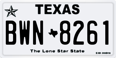 TX license plate BWN8261