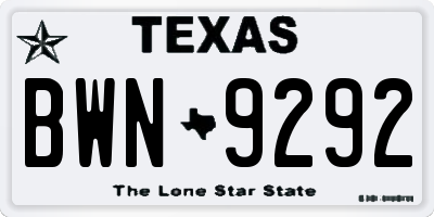 TX license plate BWN9292