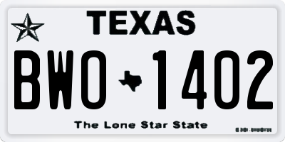 TX license plate BWO1402