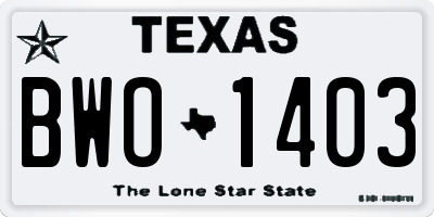 TX license plate BWO1403