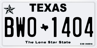 TX license plate BWO1404