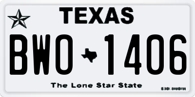 TX license plate BWO1406