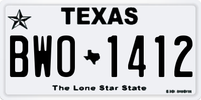 TX license plate BWO1412