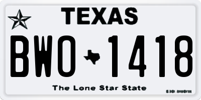 TX license plate BWO1418