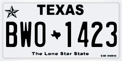 TX license plate BWO1423
