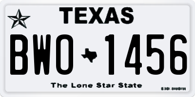 TX license plate BWO1456