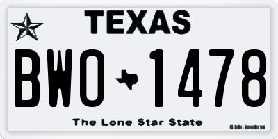 TX license plate BWO1478