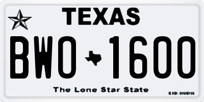 TX license plate BWO1600