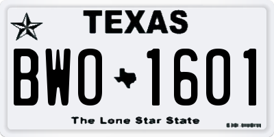 TX license plate BWO1601