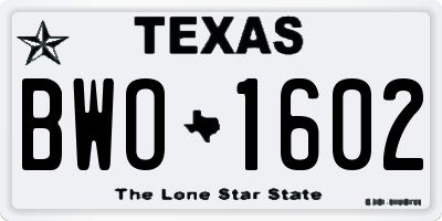 TX license plate BWO1602