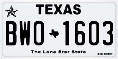TX license plate BWO1603