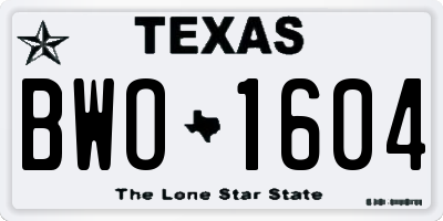TX license plate BWO1604