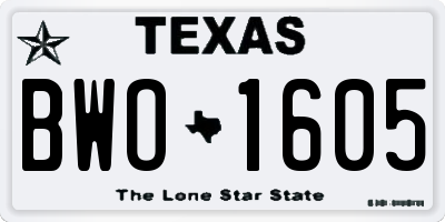 TX license plate BWO1605