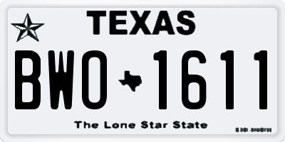 TX license plate BWO1611