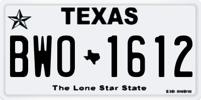 TX license plate BWO1612