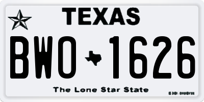 TX license plate BWO1626
