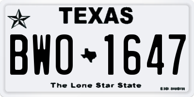TX license plate BWO1647