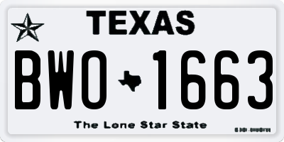 TX license plate BWO1663