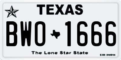 TX license plate BWO1666
