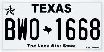 TX license plate BWO1668