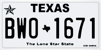TX license plate BWO1671
