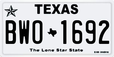 TX license plate BWO1692