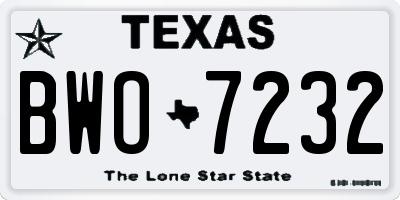 TX license plate BWO7232