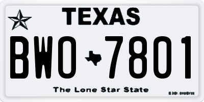 TX license plate BWO7801