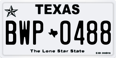 TX license plate BWP0488