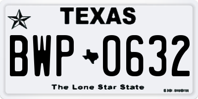 TX license plate BWP0632
