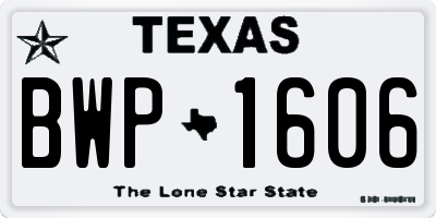 TX license plate BWP1606